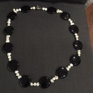 Black onyx with freshwater pearls